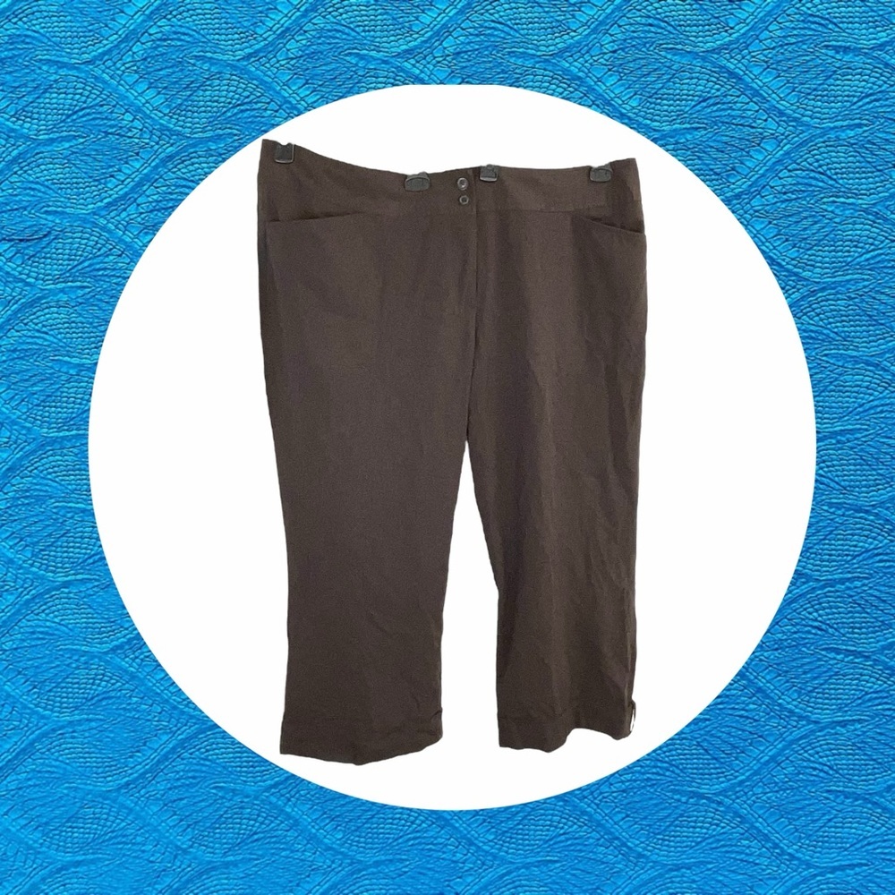 Lane Bryant Brown Dressy Stretch Capris w Wool Leg Cuffs w Buttons Women 22